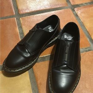 Dr. Martens Black Leather Zip Slip-On Loafers